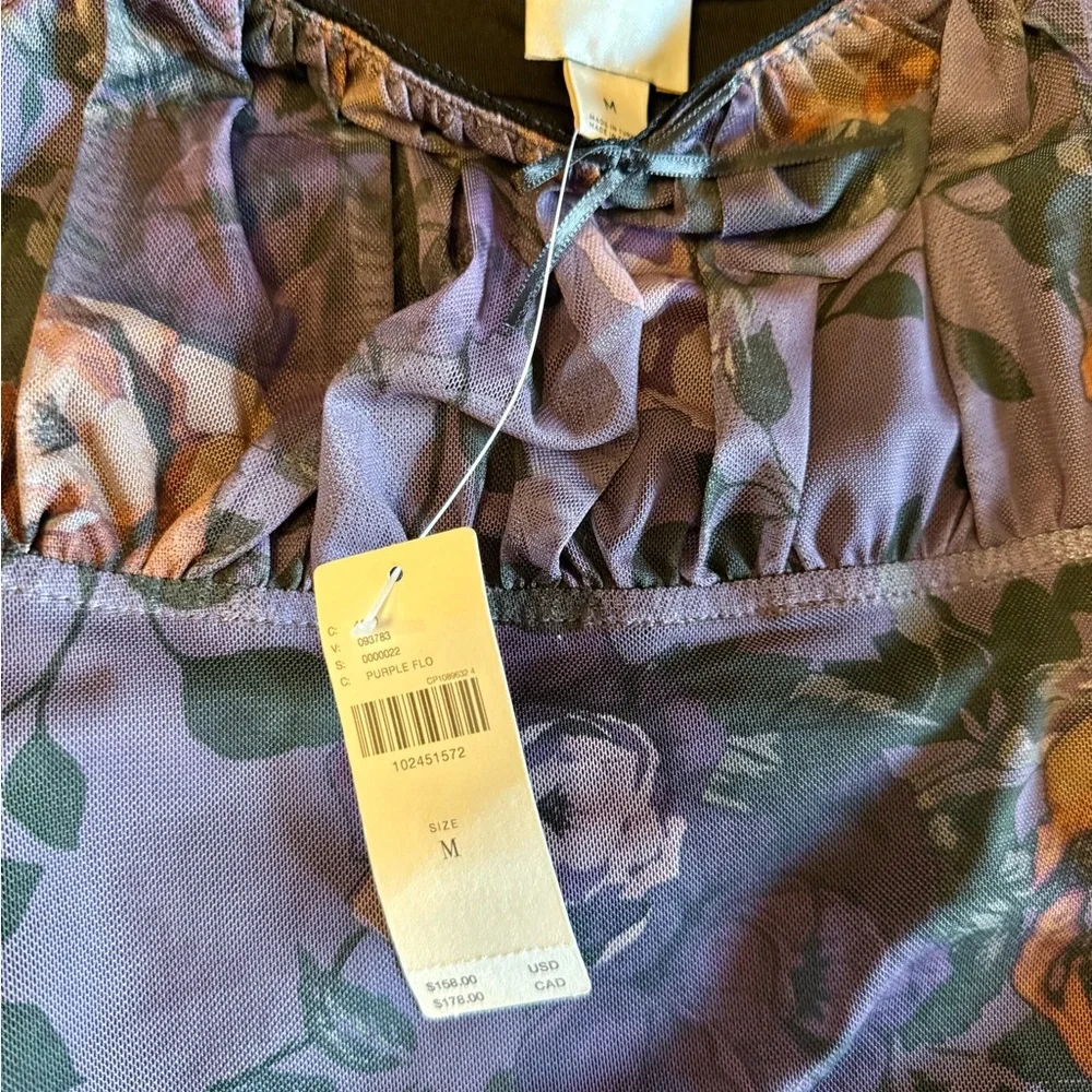 Anthropologie Maeve Puff-Sleeve Square-Neck Mesh Midi Dress Medium - Picture 4 of 4